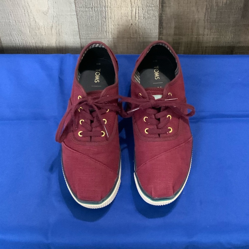 TOMS Cordones Boardwalk Canvas Platform Sneakers Heritage Purple women’s Size 8